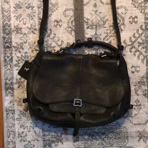 Ridley of London black saddlebag shoulder/ crossbody handbag w/ top handle